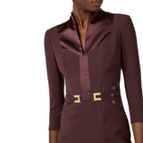 Abito donna in doppio crêpe stretch con elastici