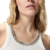 Top donna a costine con ricami gioiello