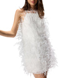 Abito donna corto con piume