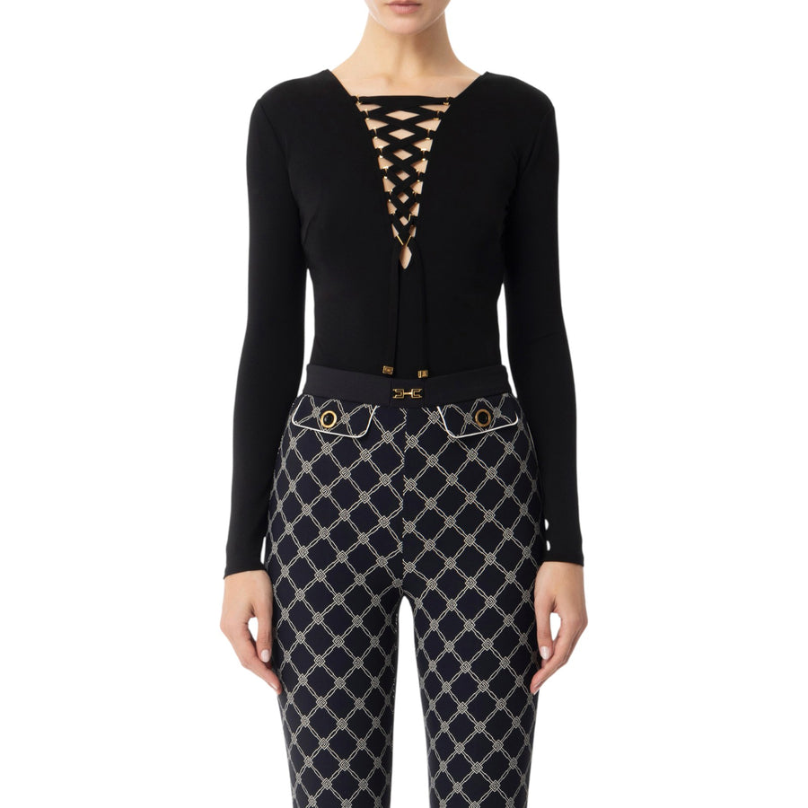 Body donna in jersey con lacci