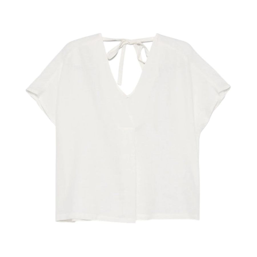 Blusa donna scollo a V in lino