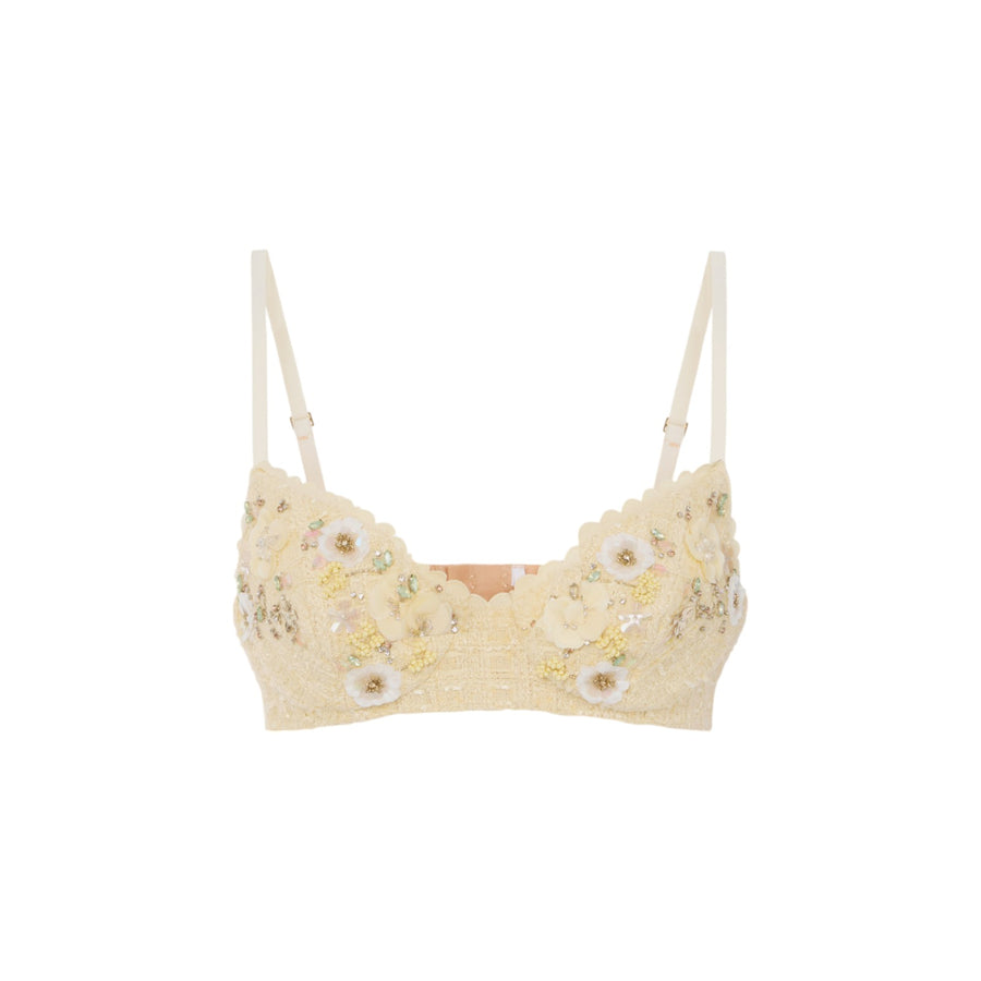 Reggiseno donna in tweed con ricami floreali