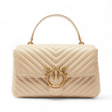 Borsa donna a mano e tracolla media Love Bag Puff in nappa chevron