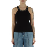 Top donna a costine con ricami gioiello