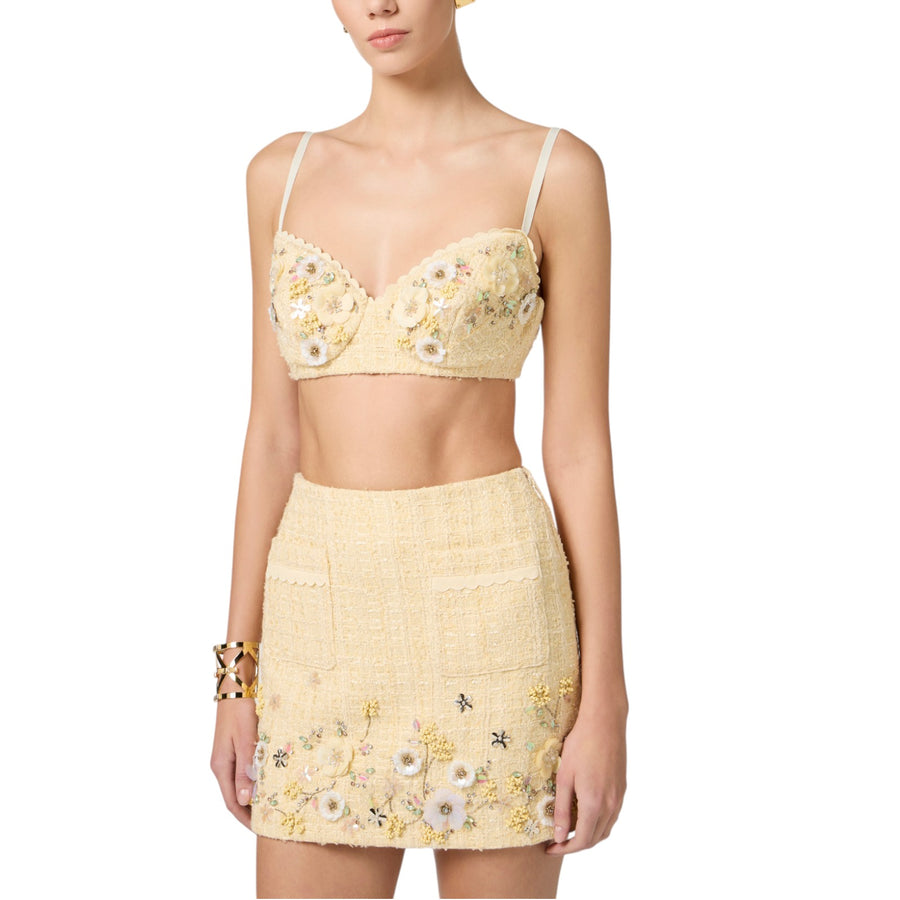 Reggiseno donna in tweed con ricami floreali