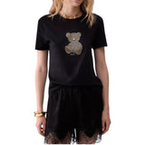 T-shirt donna con applicazioni gioiello