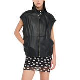 Gilet donna oversize in pelle
