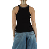 Top donna a costine con ricami gioiello