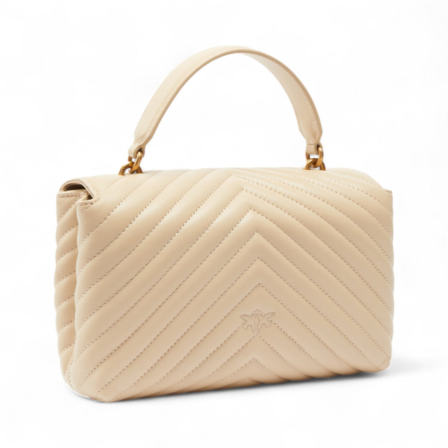 Borsa donna a mano e tracolla media Love Bag Puff in nappa chevron