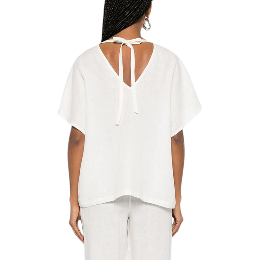 Blusa donna scollo a V in lino