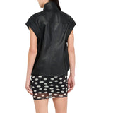 Gilet donna oversize in pelle