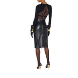 Body donna in jersey crêpe e tulle rete