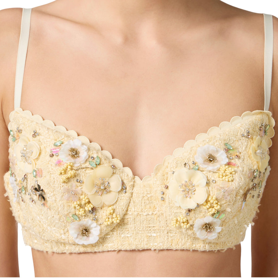 Reggiseno donna in tweed con ricami floreali