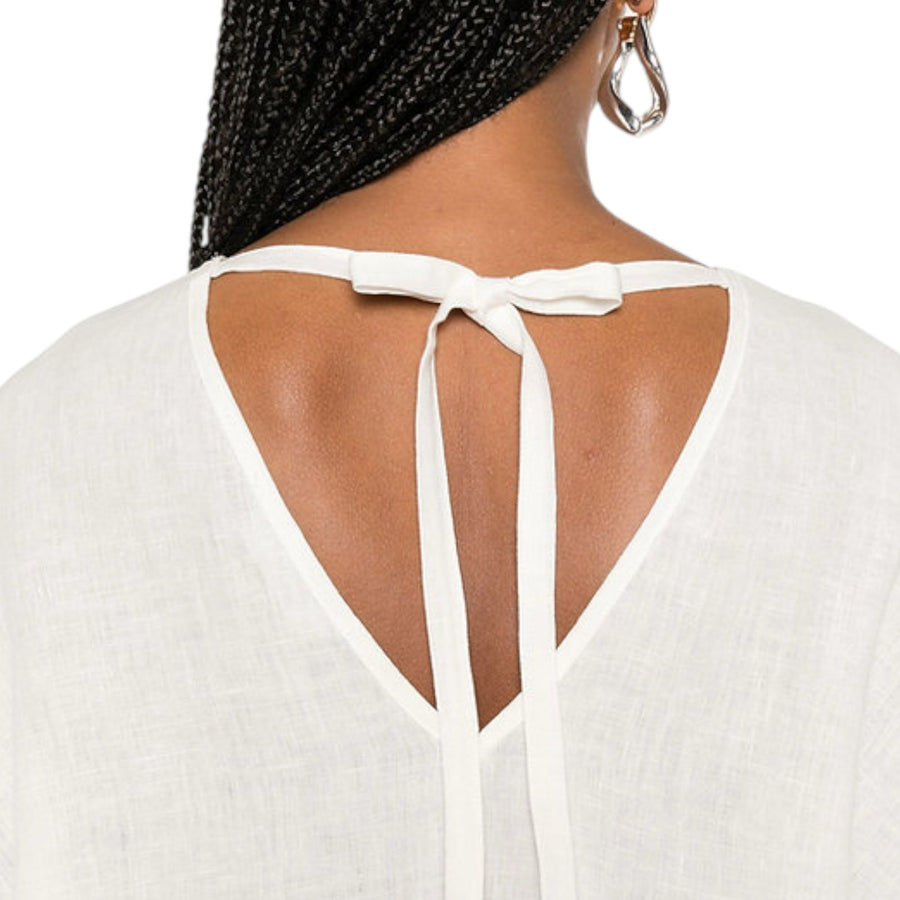 Blusa donna scollo a V in lino
