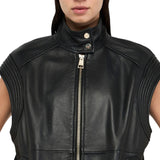 Gilet donna oversize in pelle