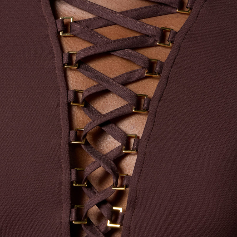 Body donna in jersey con lacci
