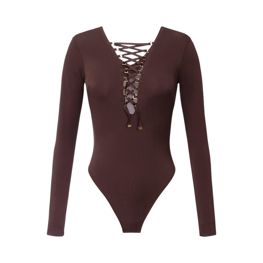 Body donna in jersey con lacci