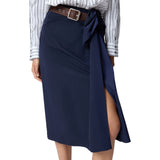 Gonna donna corta asimmetrica in tessuto tecnico con cintura