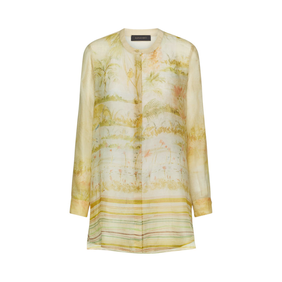 Camicia donna lunga in ramiè stampato