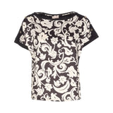 T-shirt donna con inserto in twill stampato