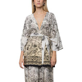 Kimono donna in habotay con stampa cachemire degradè