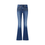 Jeans donna bootcut con strass