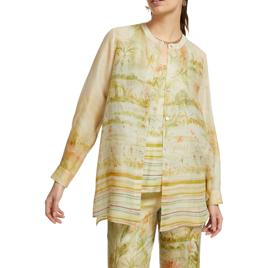 Camicia donna lunga in ramiè stampato