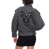 Giacca donna  in denim con ricamo dietro