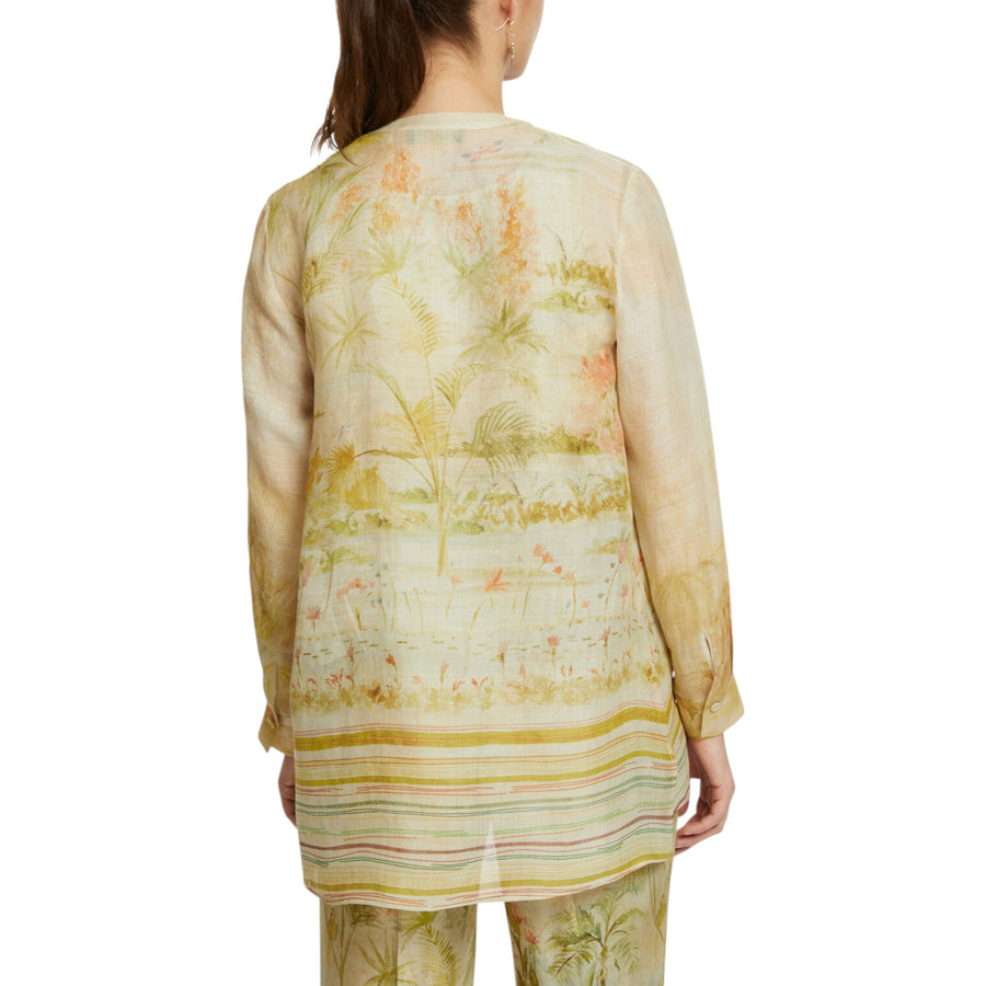 Camicia donna lunga in ramiè stampato