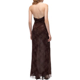 Abito Donna lungo slipdress con pizzo