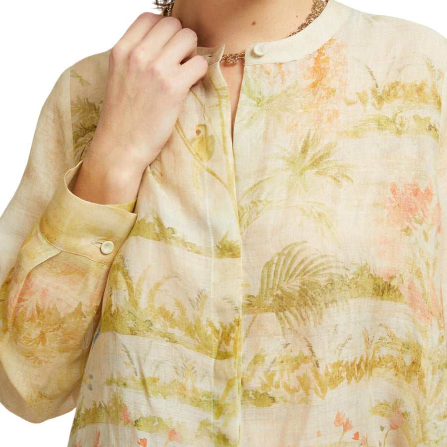 Camicia donna lunga in ramiè stampato