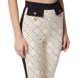 Pantaloni donna bi-color in doppio crêpe con stampa