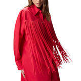 Abito donna corto chemisier con frange