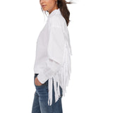 Camicia donna in popeline con frange