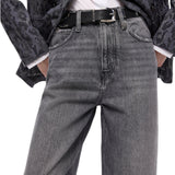 Jeans donna balloon in denim grigio