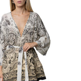 Kimono donna in habotay con stampa cachemire degradè