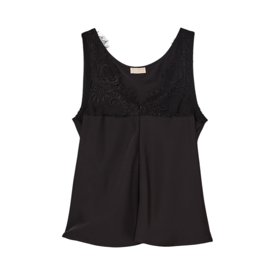 Top donna in raso con pizzo