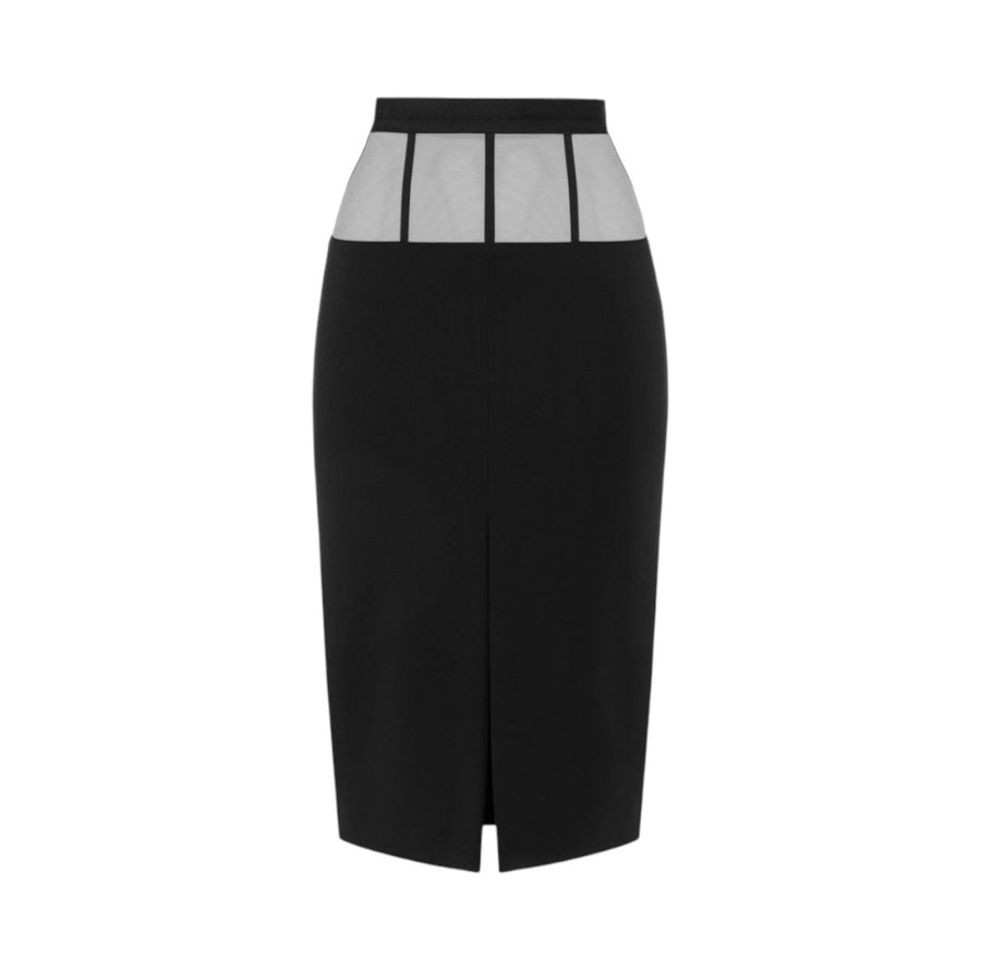 Gonna donna in crêpe con baschina in tulle