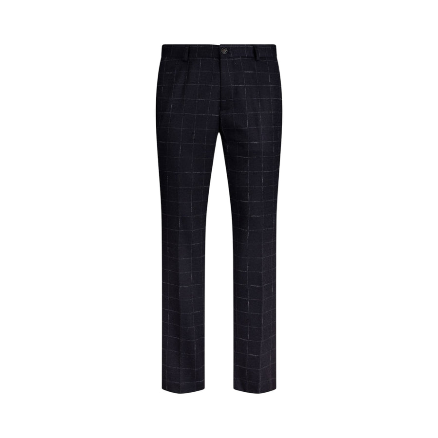 Pantaloni uomo check in lana e cotone