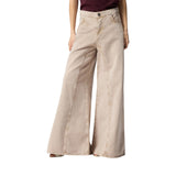 Jeans donna  marroni con pizzo in vita