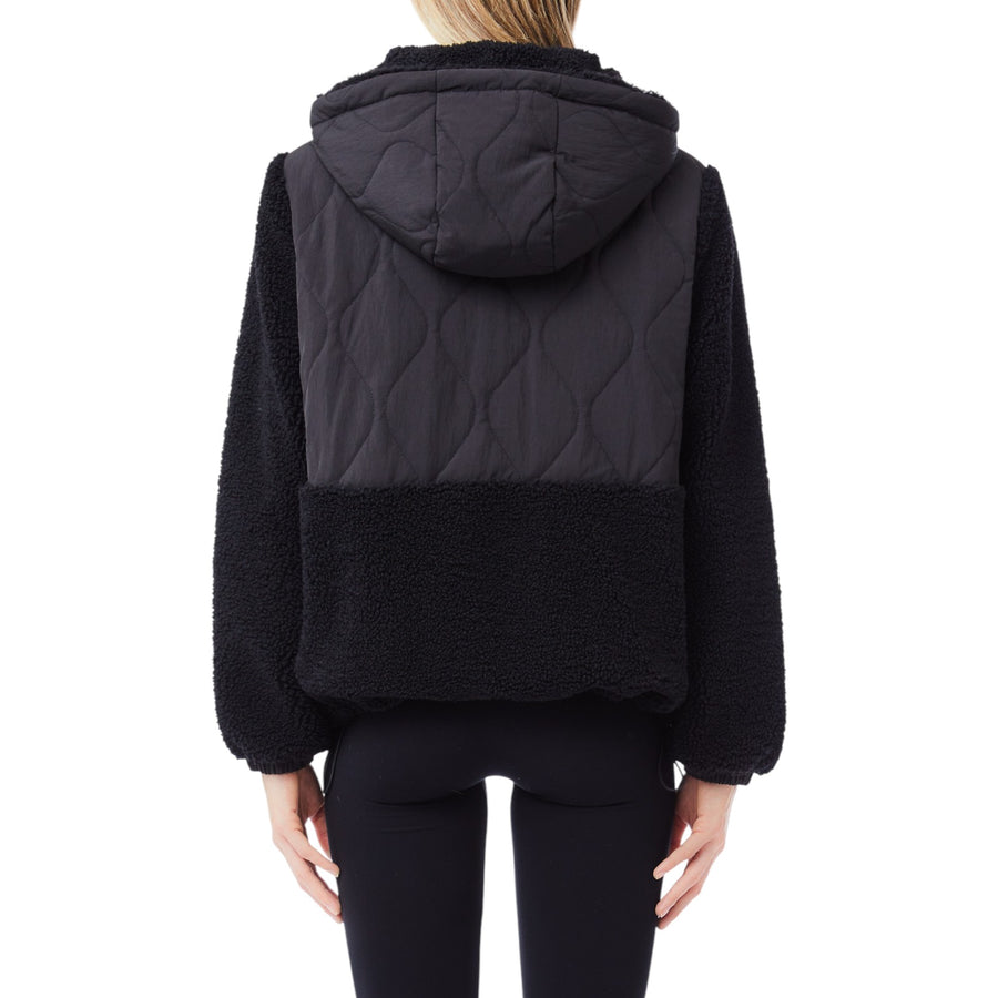 Giubbotto donna corto con zip e cappuccio