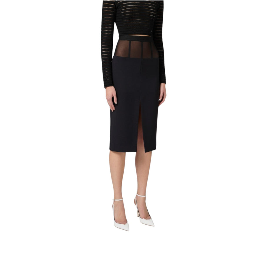 Gonna donna in crêpe con baschina in tulle