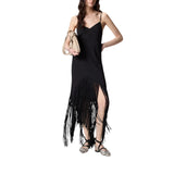 Abito donna lungo sottoveste con frange