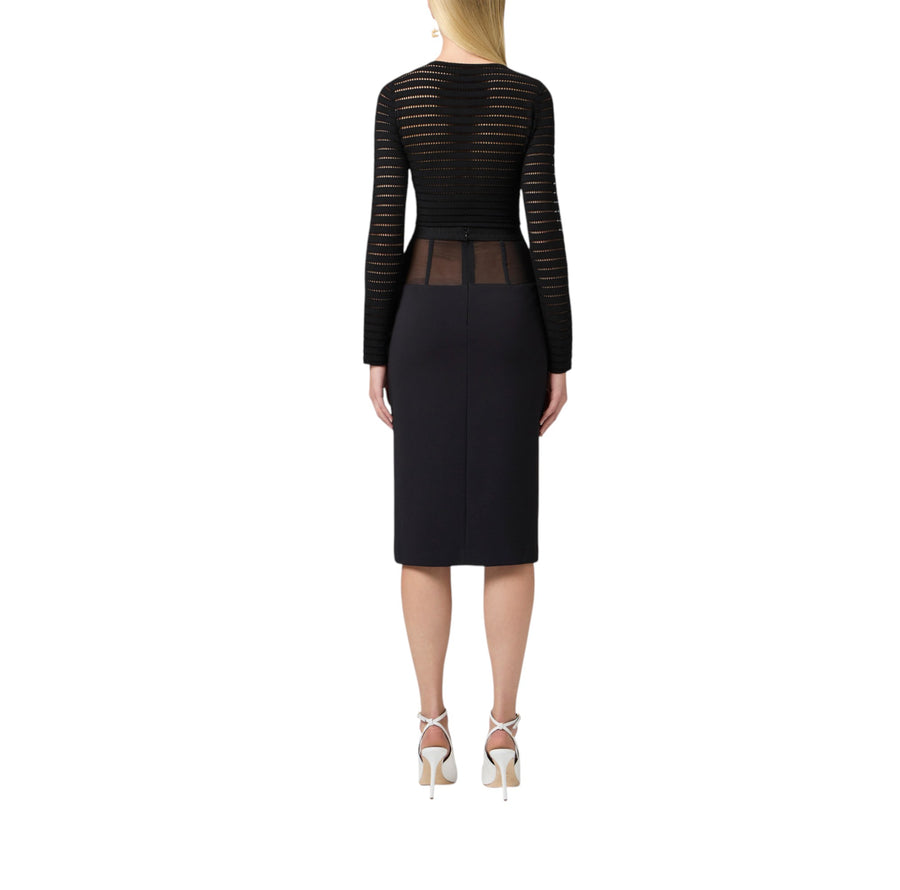 Gonna donna in crêpe con baschina in tulle