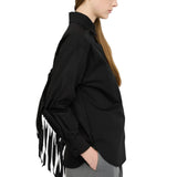 Camicia donna in popeline con frange