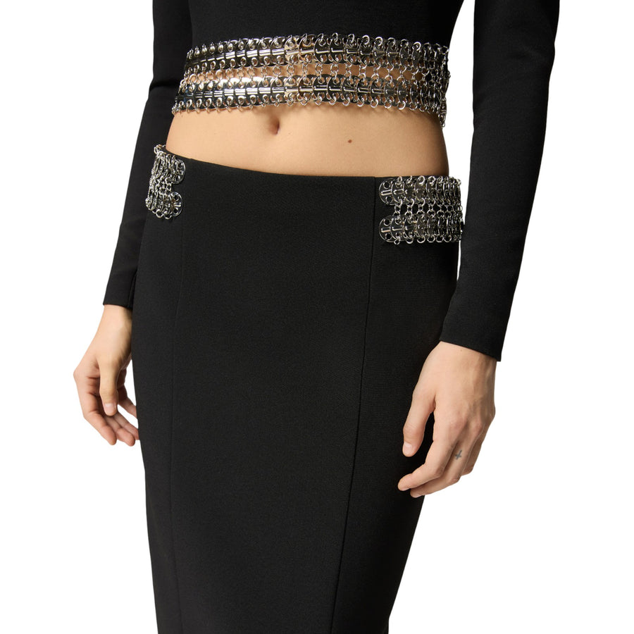 Gonna donna midi con decorazioni in metallo