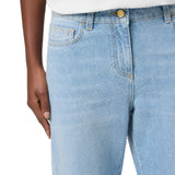 Jeans donna in denim con strass