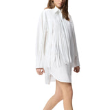 Abito donna corto chemisier con frange