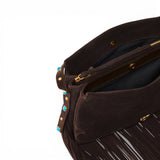 Borsa a tracolla piccola One, Two, Three Bag in suede con frange
