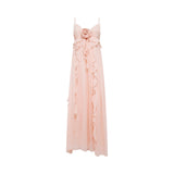 Abito donna lungo in georgette con ruches